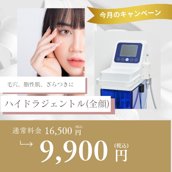 今月のキャンペーン ハイドラジェルんトル(全顔) 9,900円